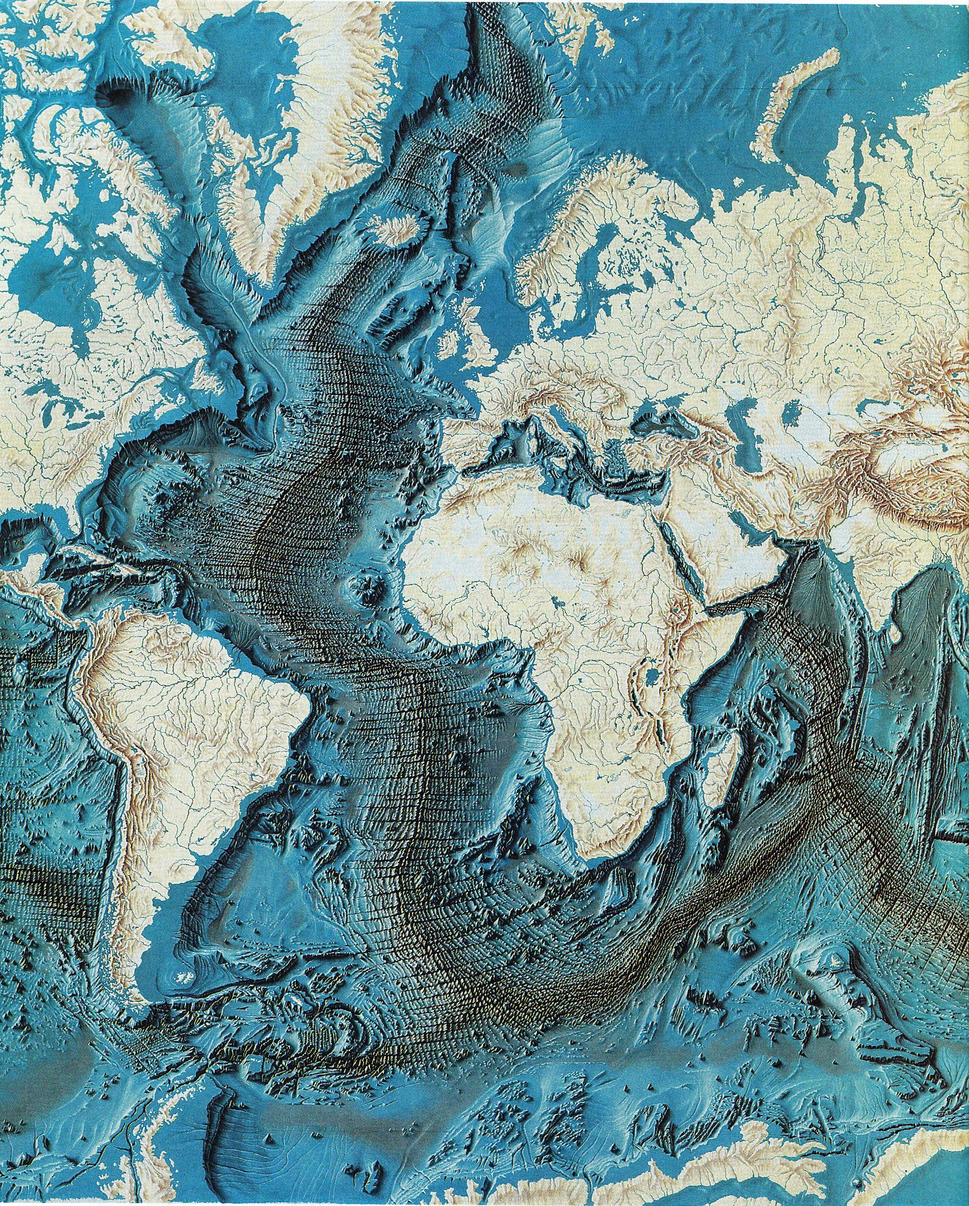Карта рельефа Атлантического океана